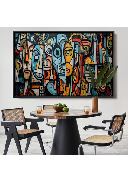 Çerçeveli Dekoratif Kanvas Tablo, Kübizm Grafiti TABLOSU-7227