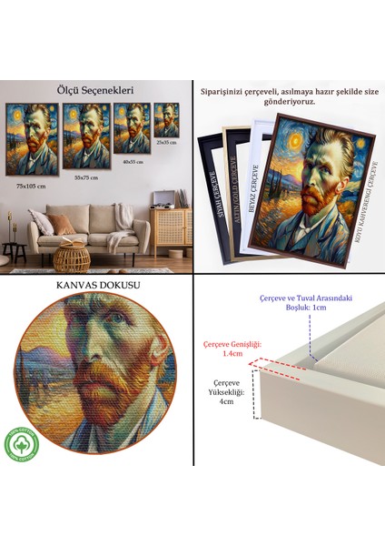 Çerçeveli Dekoratif Kanvas Tablo, Vincent Van Gogh TABLOSU-7680 indirimleri