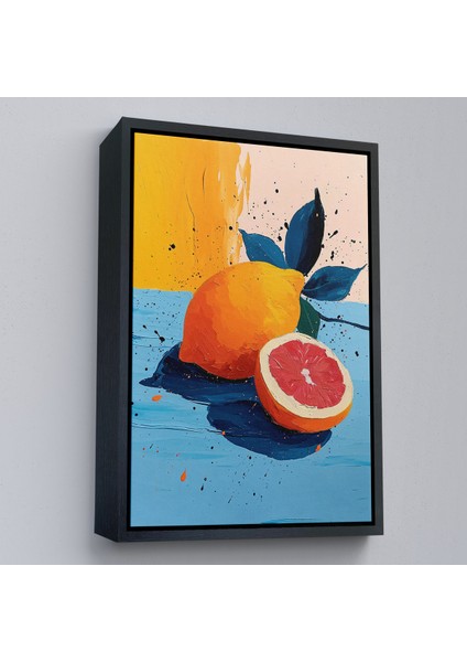 Çerçeveli Dekoratif Kanvas Tablo, Masa Üstündeki Limon TABLO-7616