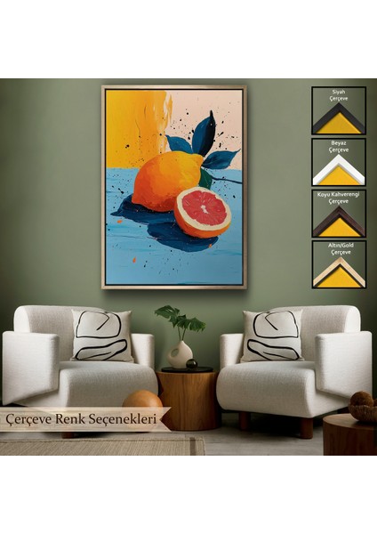 Çerçeveli Dekoratif Kanvas Tablo, Masa Üstündeki Limon TABLO-7616