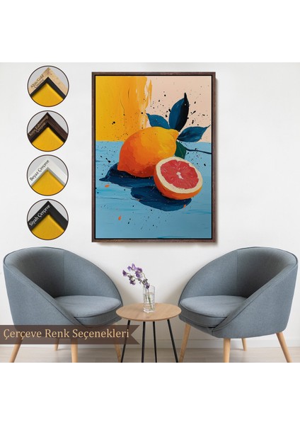 Çerçeveli Dekoratif Kanvas Tablo, Masa Üstündeki Limon TABLO-7616