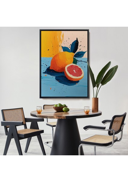 Çerçeveli Dekoratif Kanvas Tablo, Masa Üstündeki Limon TABLO-7616
