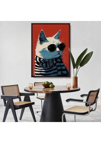 Çerçeveli Dekoratif Kanvas Tablo, Cool Kedi TABLO-7577