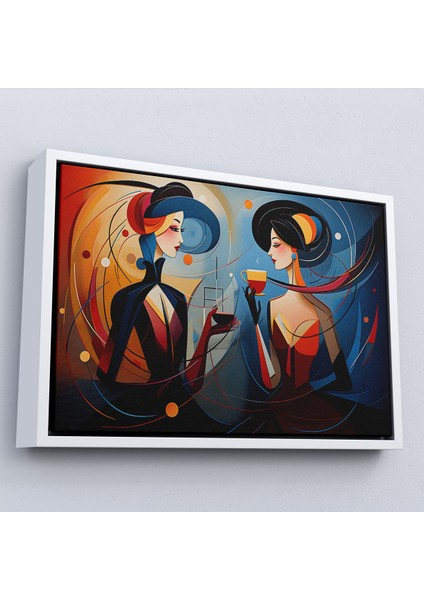 Çerçeveli Dekoratif Kanvas Tablo, Kandinsky Tarzı Güzel Kadınlar TABLOSU-7248