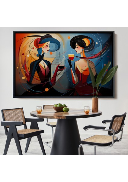 Çerçeveli Dekoratif Kanvas Tablo, Kandinsky Tarzı Güzel Kadınlar TABLOSU-7248