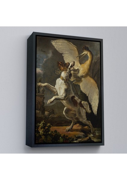 Çerçeveli Dekoratif Kanvas Tablo, Abraham Hondius - Kuşa Saldıran Köpek- Dog Fighting A HERON-7281 fırsatları