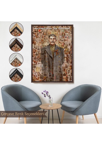 Çerçeveli Dekoratif Kanvas Tablo, Joseph Stalin Rusya ve Sovyetler Birliği Sscb TABLO-7731