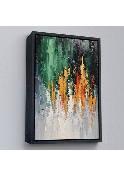 Çerçeveli Dekoratif Kanvas Tablo, Yağlıboya Görünümlü Soyut TABLO-7633