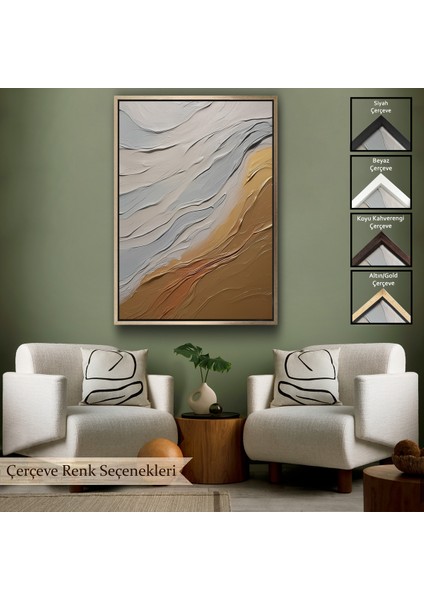 Çerçeveli Dekoratif Kanvas Tablo, Sarı ve Krem Tonlarındakı Yağlıboya Görünümlü TABLO-7611