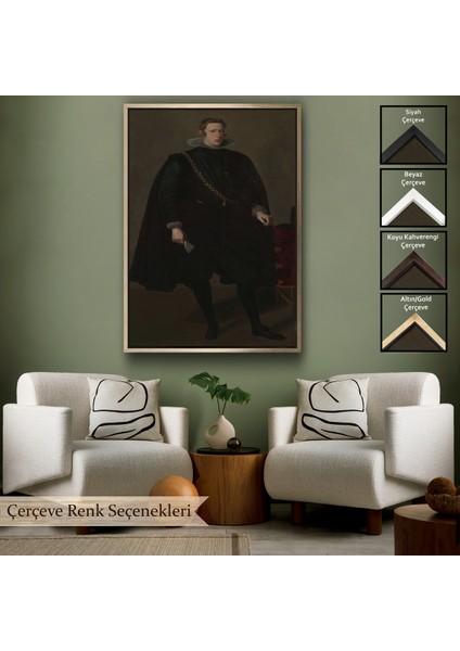 Çerçeveli Dekoratif Kanvas Tablo, Velazquez Diego - Philip Iv Ispanya ve Portekiz Kralı TABLOSU-7368