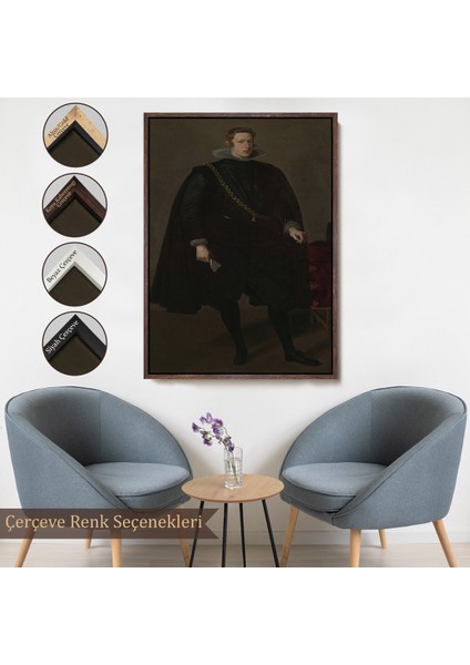 Çerçeveli Dekoratif Kanvas Tablo, Velazquez Diego - Philip Iv Ispanya ve Portekiz Kralı TABLOSU-7368