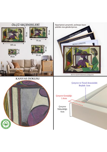 Çerçeveli Dekoratif Kanvas Tablo, Pablo Picasso - Iç Mekanda Bir Kız Çizimi TABLO-7081 indirimleri