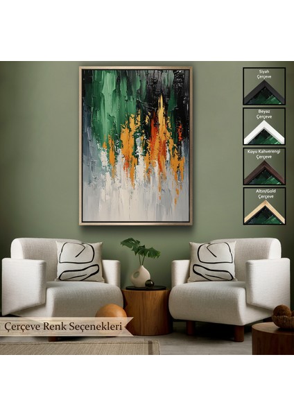 Çerçeveli Dekoratif Kanvas Tablo, Yağlıboya Görünümlü Soyut TABLO-7633