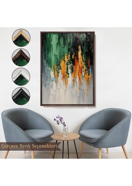 Çerçeveli Dekoratif Kanvas Tablo, Yağlıboya Görünümlü Soyut TABLO-7633