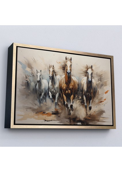 Çerçeveli Dekoratif Kanvas Tablo, Koşan Atlar TABLOSU-7261 fiyatları