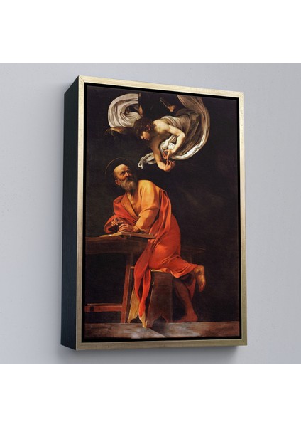 Çerçeveli Kanvas Tablo, Caravaggio - Aziz Matta ve Melek Tablosu - Saint Matthew And The ANGEL-7388