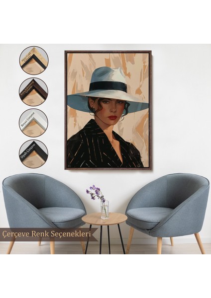 Çerçeveli Dekoratif Kanvas Tablo, Keskin Bakışlı Güzel Kadın TABLO-7565