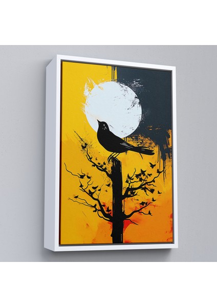 Çerçeveli Dekoratif Kanvas Tablo, Ağaç Üstündeki Soyut Kuş TABLOSU-7660 fırsatları