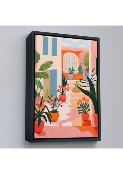 Çerçeveli Dekoratif Kanvas Tablo, Minimalist Yazlık Bahçesi TABLOSU-7669