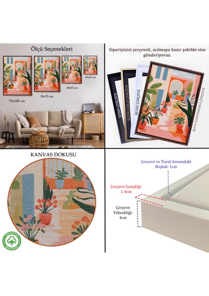 Çerçeveli Dekoratif Kanvas Tablo, Minimalist Yazlık Bahçesi TABLOSU-7669 indirimleri