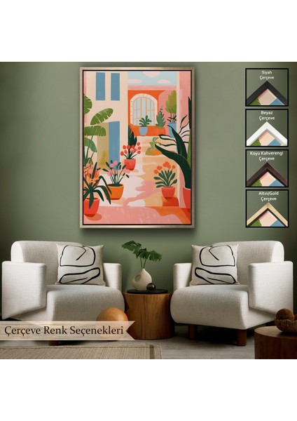 Çerçeveli Dekoratif Kanvas Tablo, Minimalist Yazlık Bahçesi TABLOSU-7669