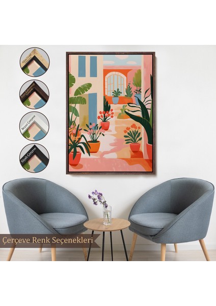 Çerçeveli Dekoratif Kanvas Tablo, Minimalist Yazlık Bahçesi TABLOSU-7669