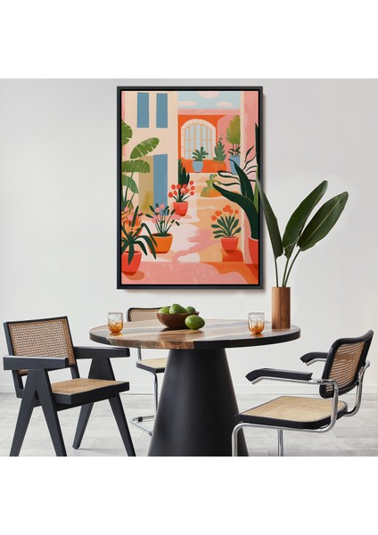 Çerçeveli Dekoratif Kanvas Tablo, Minimalist Yazlık Bahçesi TABLOSU-7669