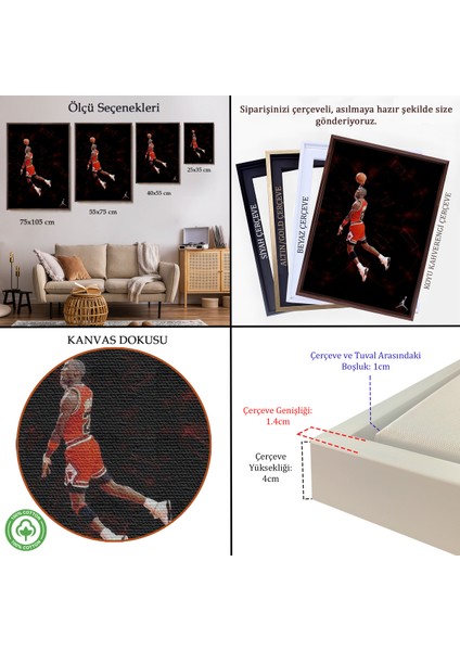 Çerçeveli Dekoratif Kanvas Tablo, Michael Jordan TABLO-7751 indirimleri