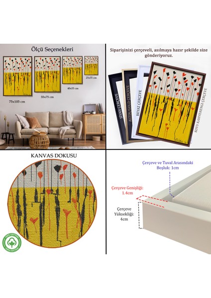 Çerçeveli Dekoratif Kanvas Tablo, Alexander Calder - Damlalar Tablo - DROPS-7285 indirimleri