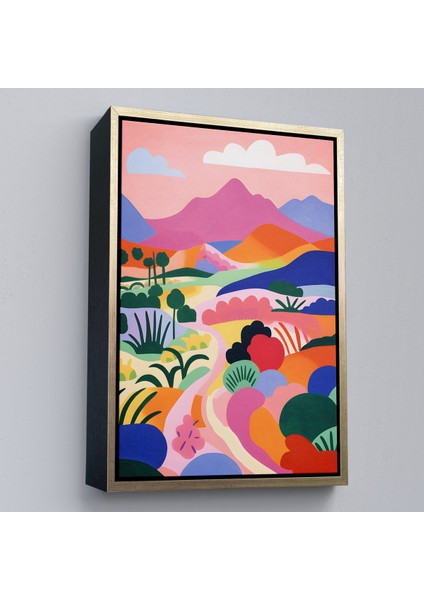 Çerçeveli Dekoratif Kanvas Tablo, Pastel Minimalist Manzara TABLO-7673