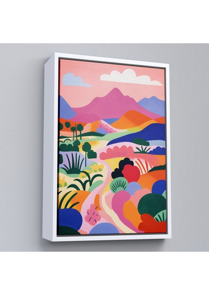 Çerçeveli Dekoratif Kanvas Tablo, Pastel Minimalist Manzara TABLO-7673 fırsatları