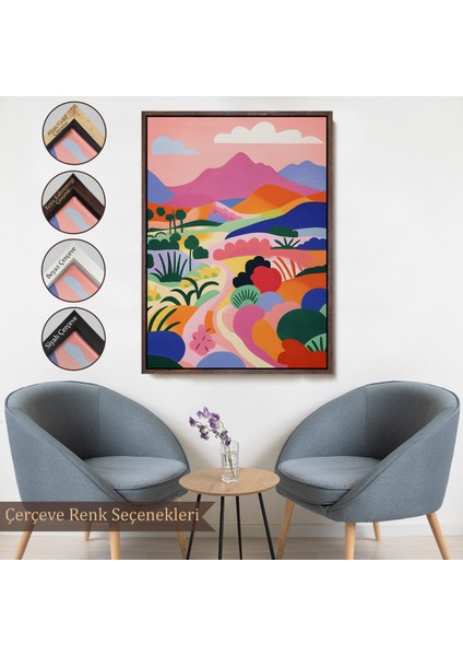 Çerçeveli Dekoratif Kanvas Tablo, Pastel Minimalist Manzara TABLO-7673