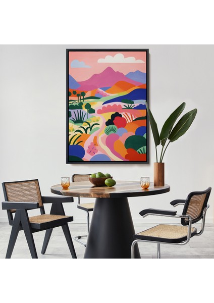 Çerçeveli Dekoratif Kanvas Tablo, Pastel Minimalist Manzara TABLO-7673