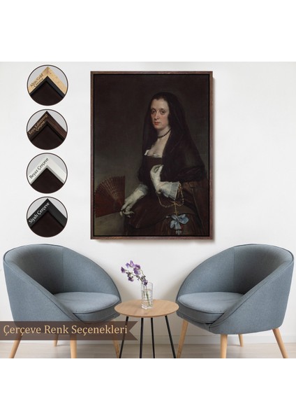 Çerçeveli Dekoratif Kanvas Tablo, Diego Velázquez - Hayranlı Kadın Tablo - The Lady With A FAN-7433