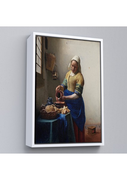 Çerçeveli Dekoratif Kanvas Tablo, Johannes Vermeer - Sütçü Kız Tablo - The MILKMAID-7434 fırsatları