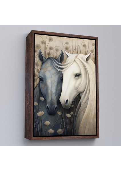 Çerçeveli Dekoratif Kanvas Tablo, At Çifti TABLO-7549