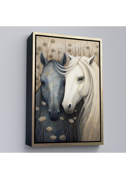 Çerçeveli Dekoratif Kanvas Tablo, At Çifti TABLO-7549 fiyatları