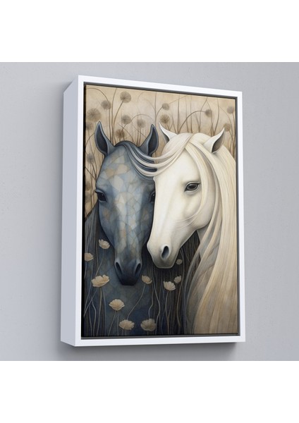 Çerçeveli Dekoratif Kanvas Tablo, At Çifti TABLO-7549 fırsatları
