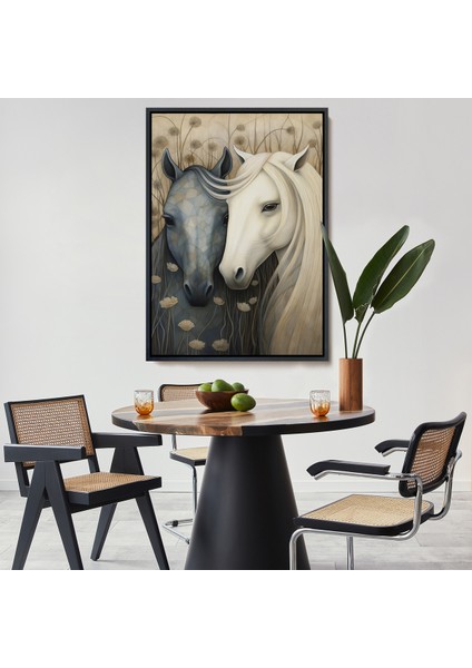 Çerçeveli Dekoratif Kanvas Tablo, At Çifti TABLO-7549