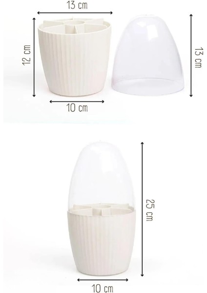 7 Bölmeli Çok Amaçlı Makyaj ve Fırça Organizer, Beyaz