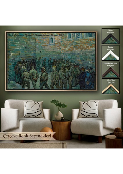 Çerçeveli Dekoratif Kanvas Tablo, Vincent Van Gogh Tutuklular Çemberi Tablo - Prisoners' ROUND-7180
