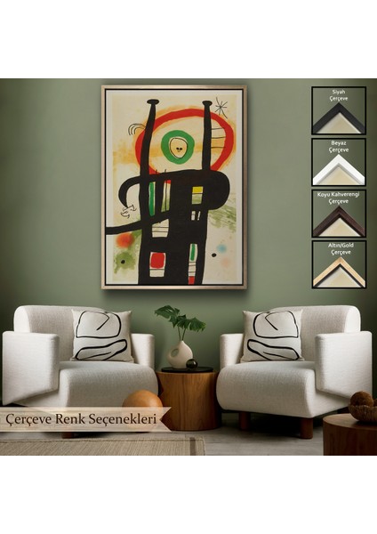 Çerçeveli Dekoratif Kanvas Tablo, Joan Miro - Büyük Bilgisayar TABLO-7350