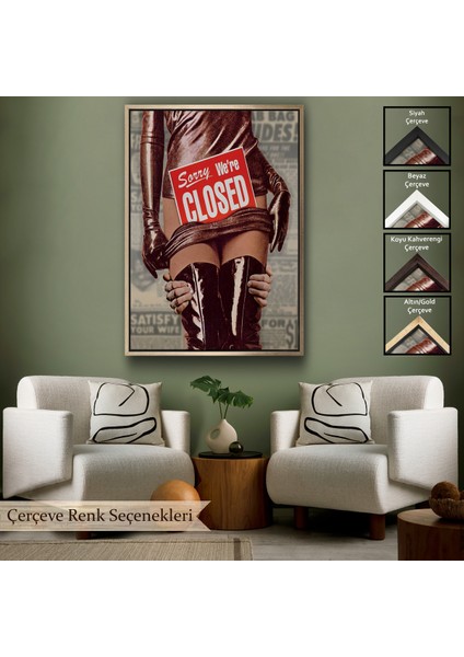 Çerçeveli Dekoratif Kanvas Tablo, Sorry We're Closed Tablo - Üzgünüm KAPALIYIZ-7705