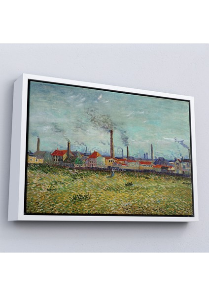 Çerçeveli Dekoratif Kanvas Tablo, Vincent Van Gogh Clichydeki Fabrikalar - Factories At CLICHY-7170