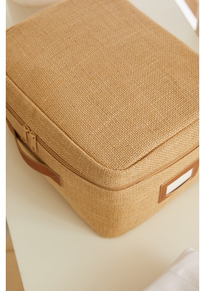 Küçük Boy Jüt Kumaş Valiz Düzenleyici Hurç, 30X22X18, 3 Adet Bej Renk fırsatları