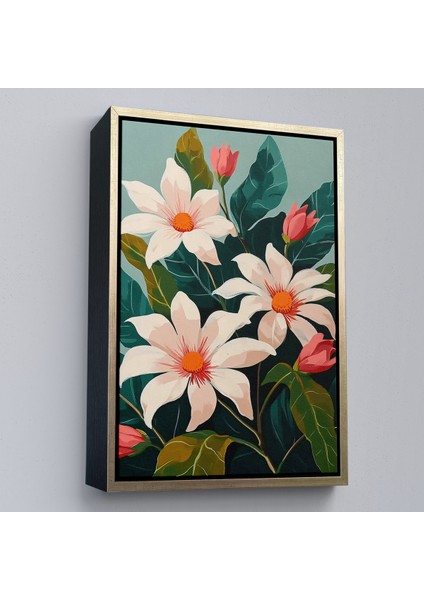 Çerçeveli Dekoratif Kanvas Tablo, Beyaz Çiçekler TABLO-7563 modelleri