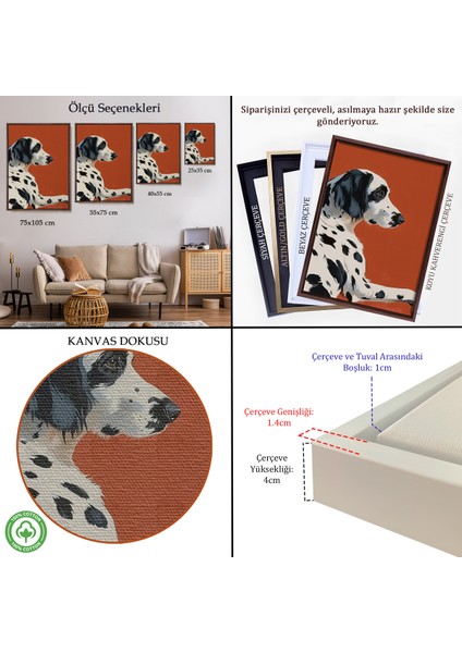 Çerçeveli Dekoratif Kanvas Tablo, Sevimli Dalmaçyalı Köpek TABLO-7578 indirimleri