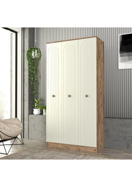 Mila 3 Kapaklı Bazalı Gardırop Tamamı Mdf