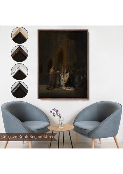 Çerçeveli Dekoratif Kanvas Tablo, Rembrandt Van Rijn Simeon - Tapınakta Övgü Şarkısı TABLO-7408