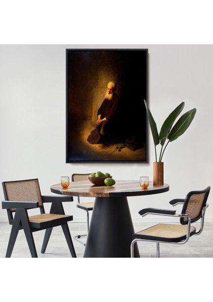 Çerçeveli Kanvas Tablo, Rembrandt Van Rijn - Hapishanedeki Havari Aziz Peter Diz Çökmüş TABLO-7410